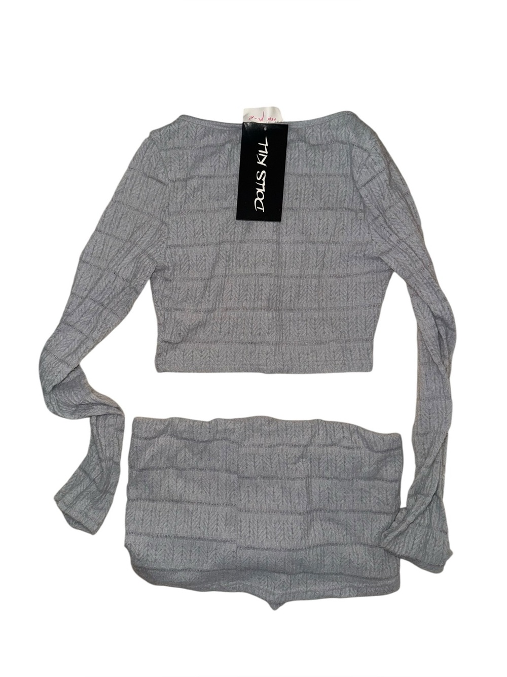 New pink (dolls kill) fuzzy sweater and skort set large nwt - Picture 2 of 2